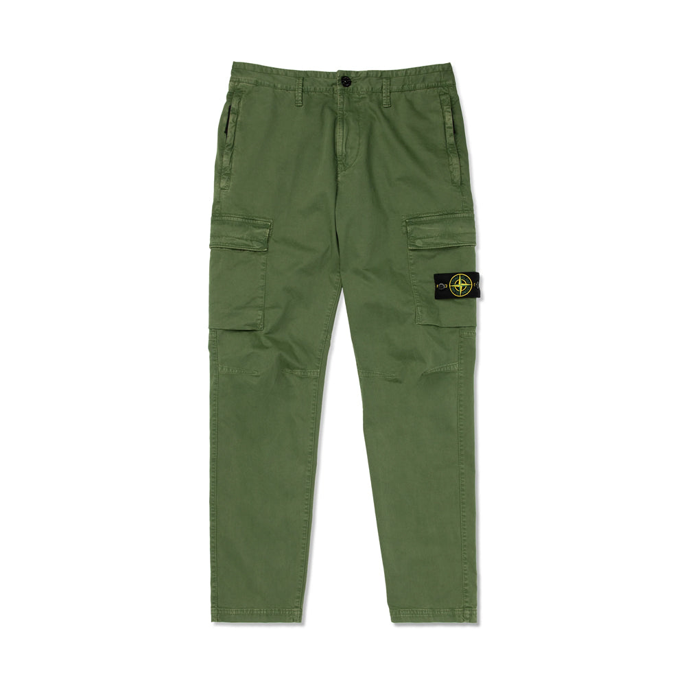 Stone Island Stretch Broken Twill Cotton Old Effect Cargo Pant Olive Green-PLUS