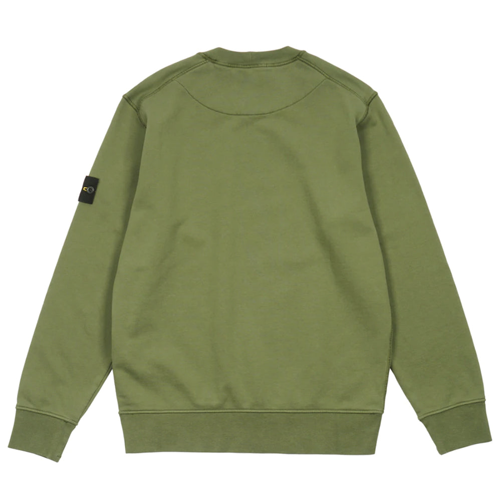 Stone Island Cotton Fleece Crewneck Sweatshirt Olive Green-PLUS