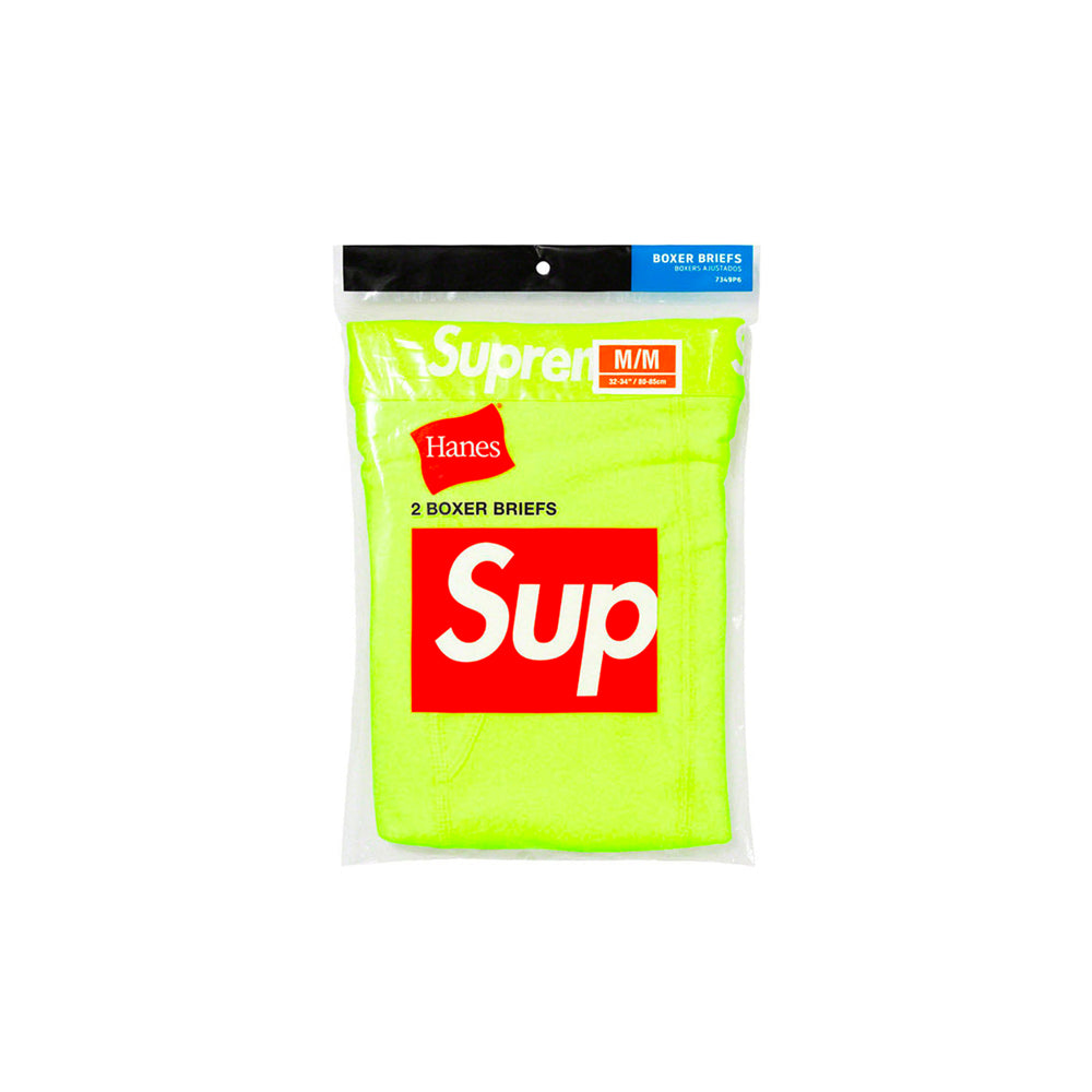Supreme Hanes Boxer Briefs (2 Pack) Fluorescent Yellow-PLUS