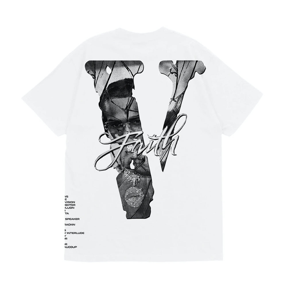 Pop Smoke x Vlone Faith King of New York T-Shirt White-PLUS