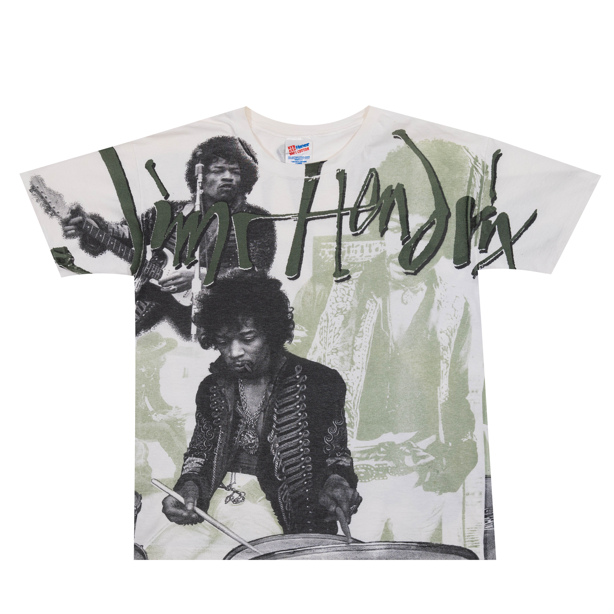 Jimi Hendrix All Over Print 90s Tee White-PLUS