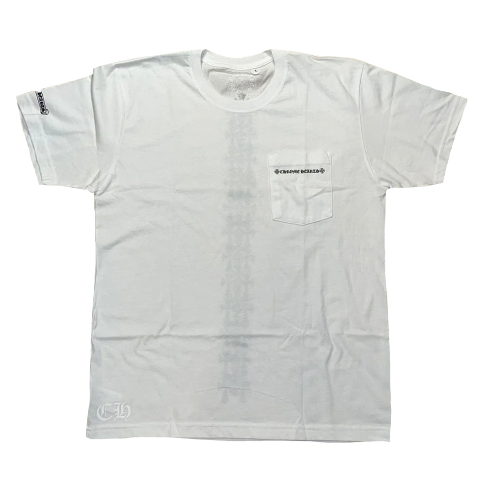 Chrome Hearts Cemetery Cross Tire Tracks T-Shirt White-PLUS