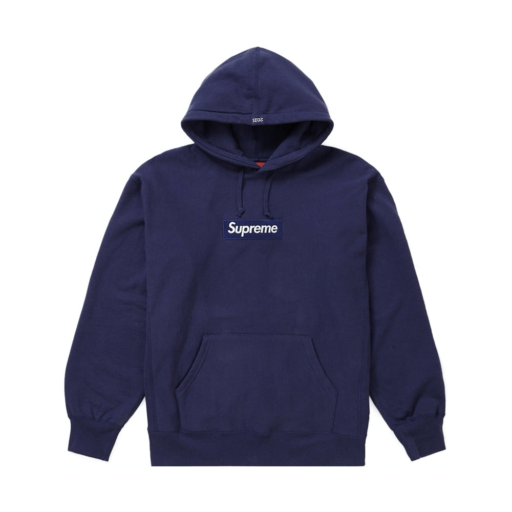Supreme Box Logo Hooded Sweatshirt (FW21) Washed Navy-PLUS