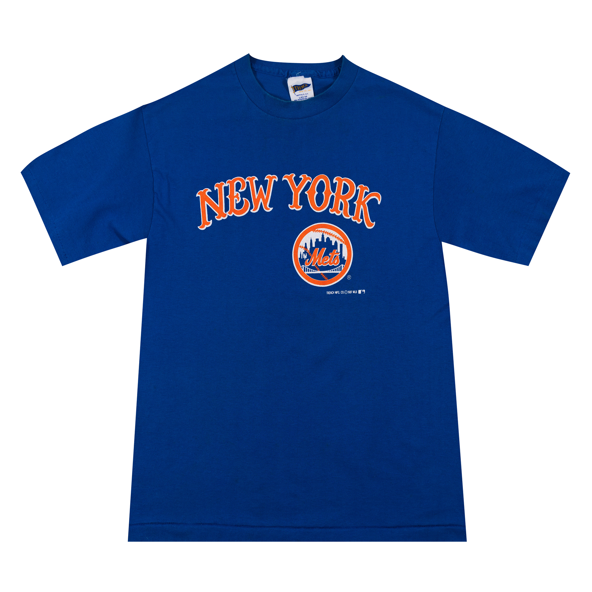 New York Mets Logo Spellout 1987 MLB Tee Blue-PLUS