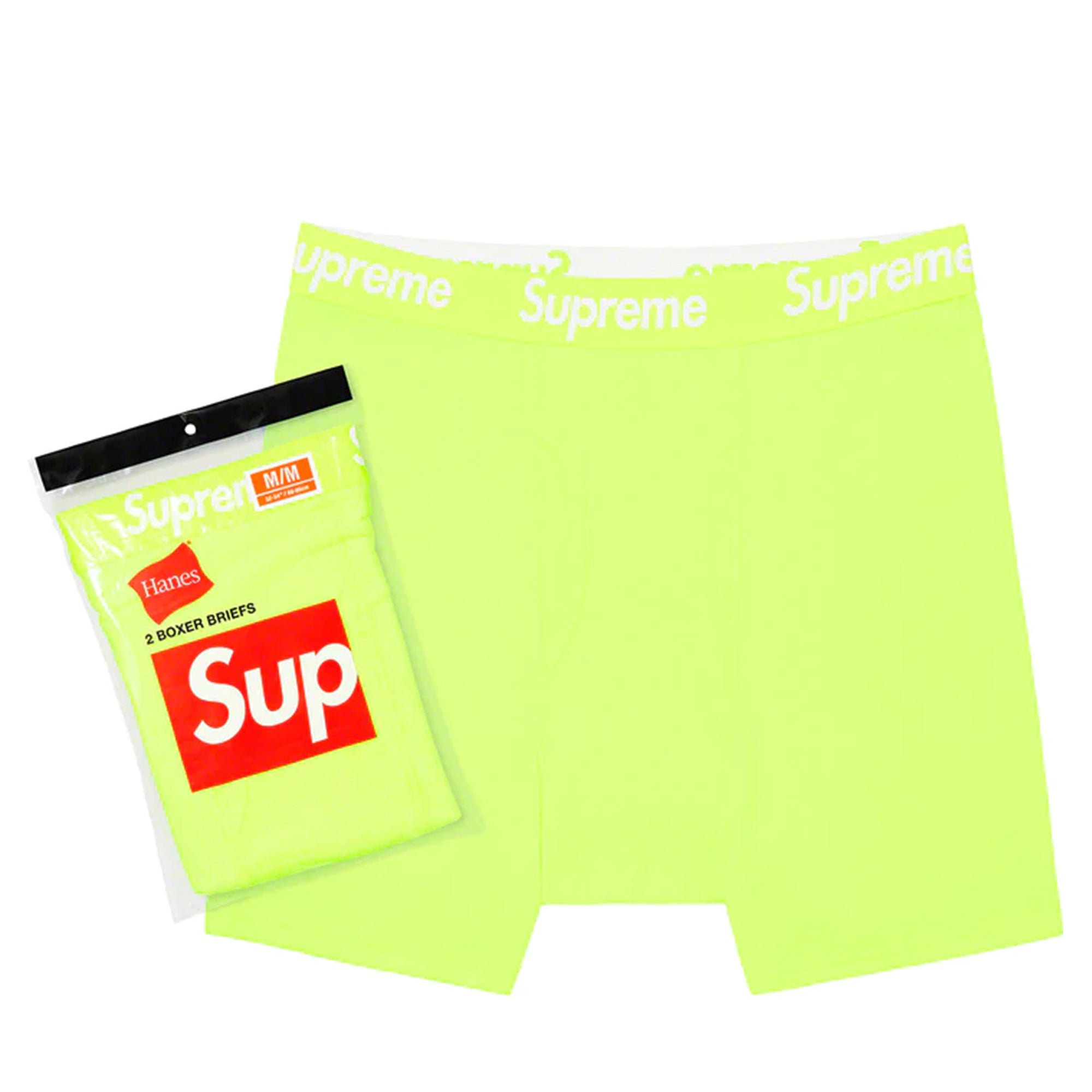 Supreme Hanes Boxer Briefs (2 Pack) Fluorescent Yellow-PLUS