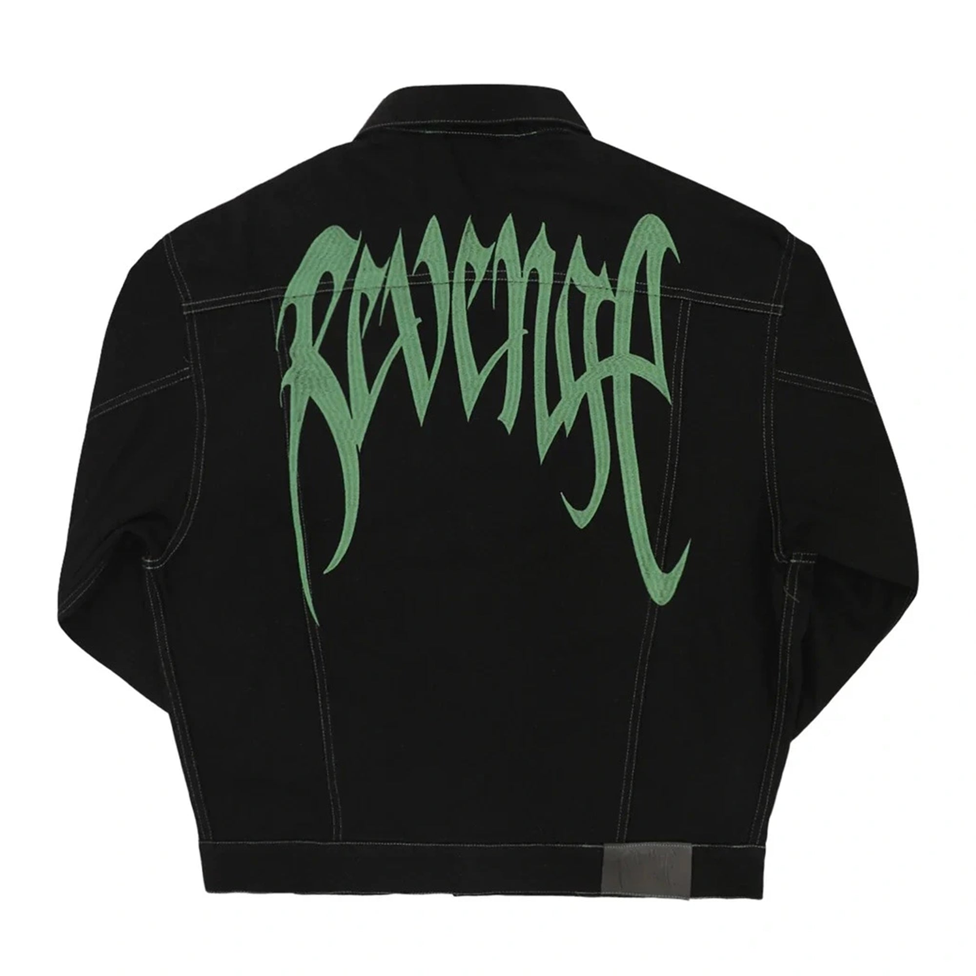 Revenge Embroidered Denim Jacket Black/Green-PLUS