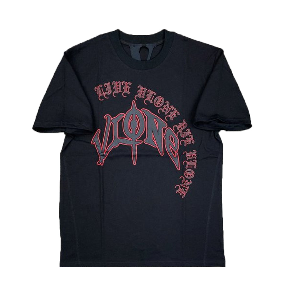 Vlone Old English Script Tee Black/Red-PLUS