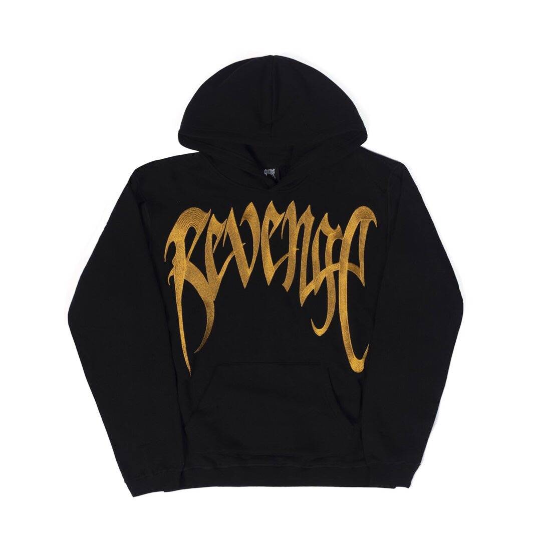 Revenge Gold Embroidered Hoodie Black-PLUS