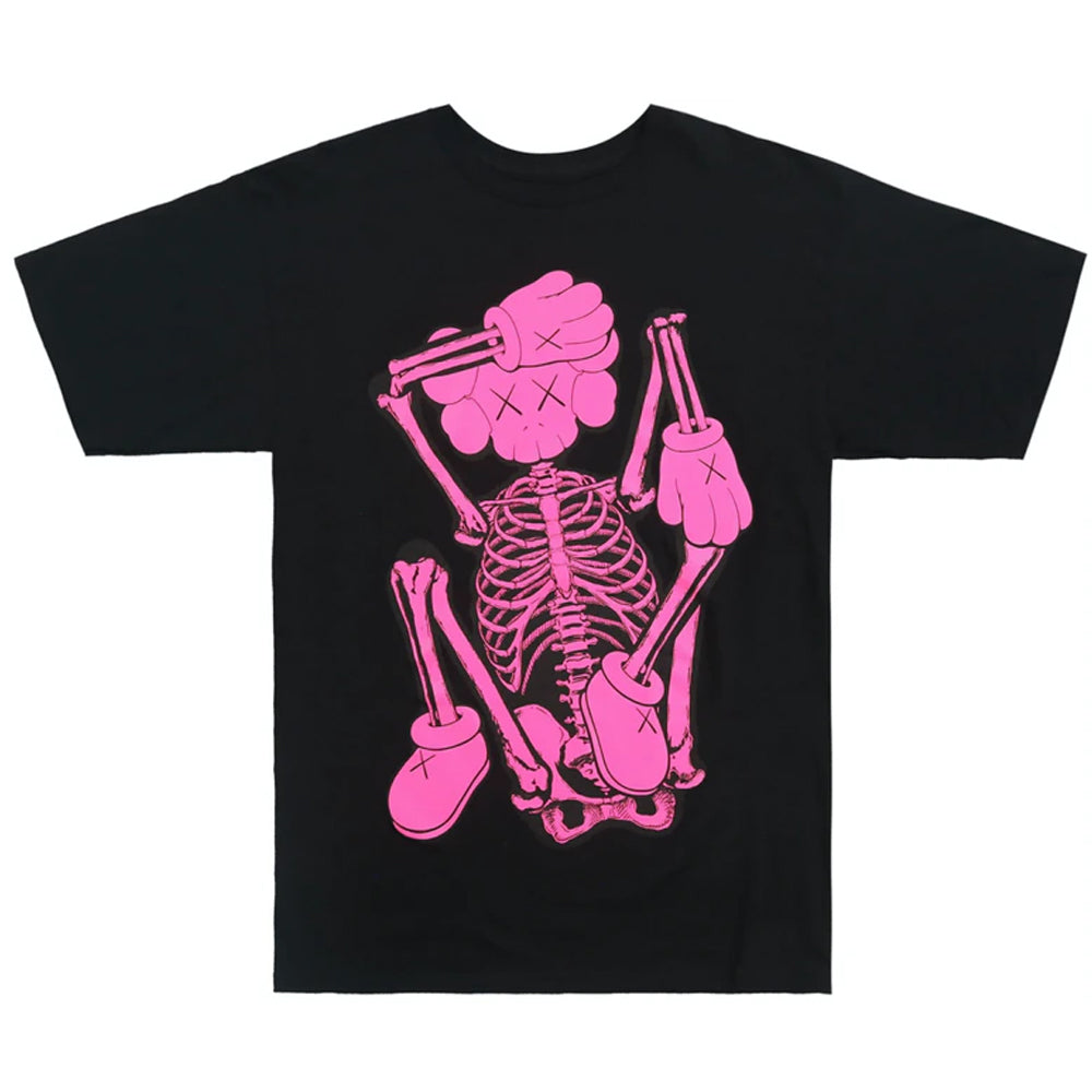 Kaws Skeleton New Fiction T-Shirt Pink-PLUS
