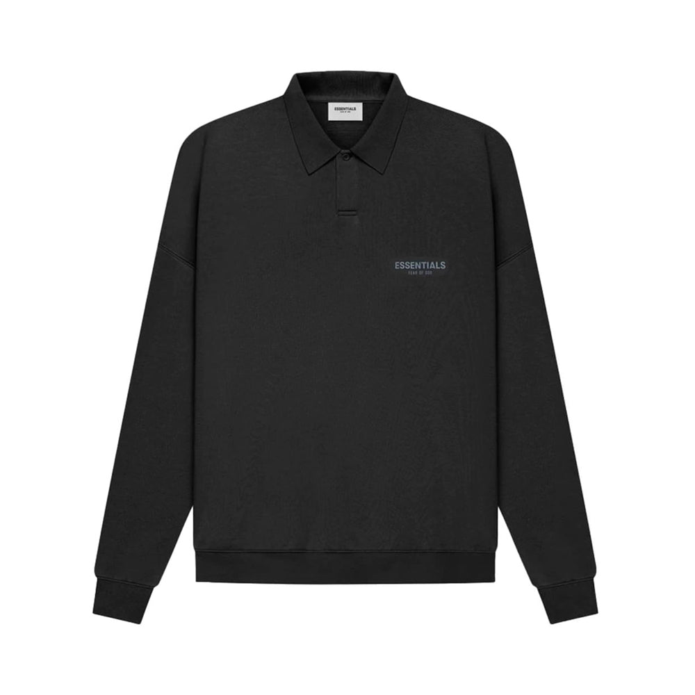 FOG Essentials French Terry L/S Polo Black (Kids)-PLUS