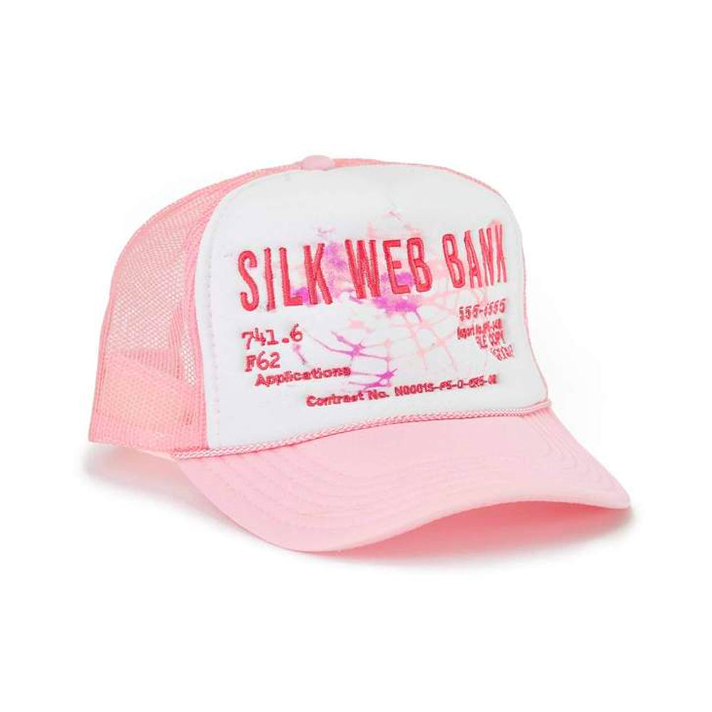 Spider Worldwide Silk Web Bank Trucker Hat Pink-PLUS