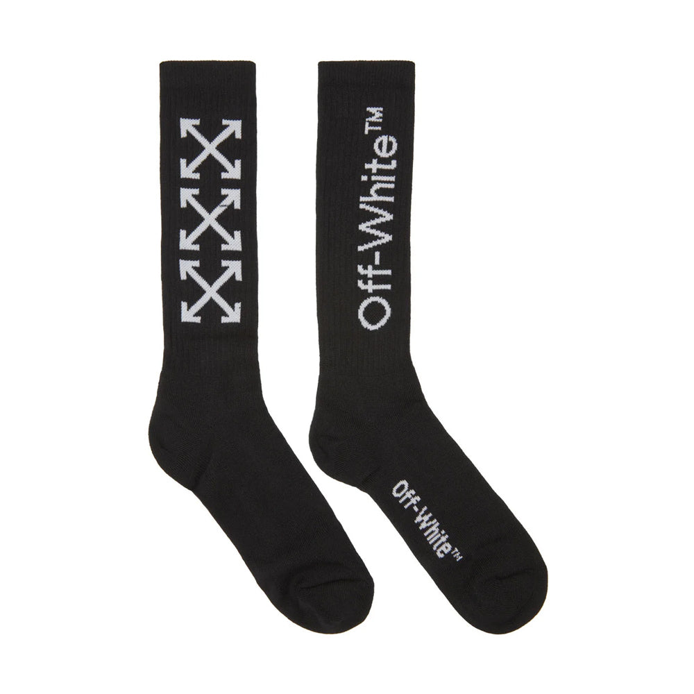 Off-White Arrows Mid Length Socks Black/White-PLUS