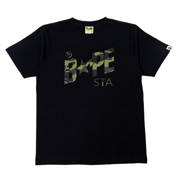 Bape A Bathing Ape 1st Camo STA Logo Tee Black/Green | PLUS