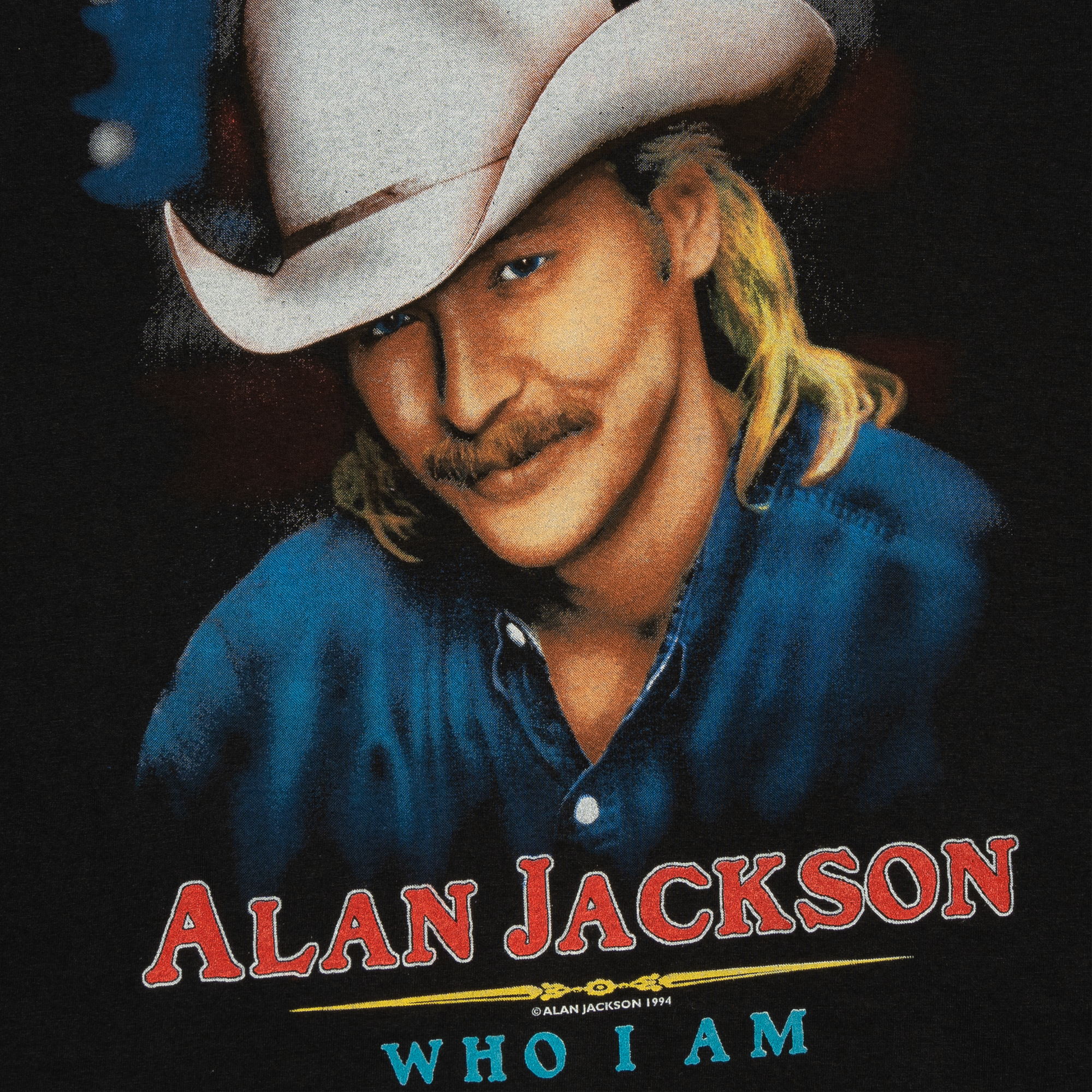 Alan Jackson Who I Am Face Graphic 1994 Music Tee Black-PLUS