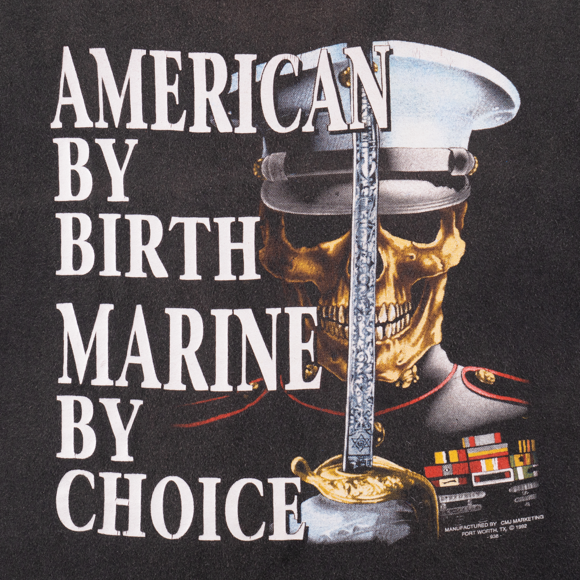 1992 American By Birth 3D Emblem Tee Black-PLUS