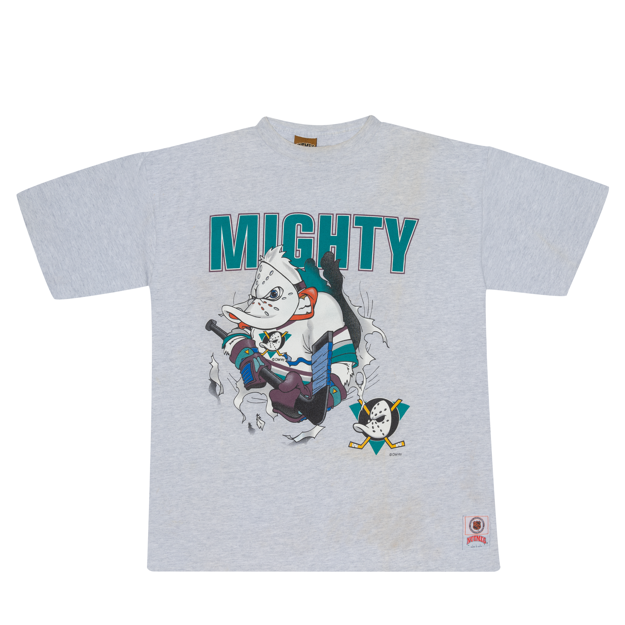 Disney Mighty Ducks Through The Wall Nutmeg 90s Tee Grey-PLUS