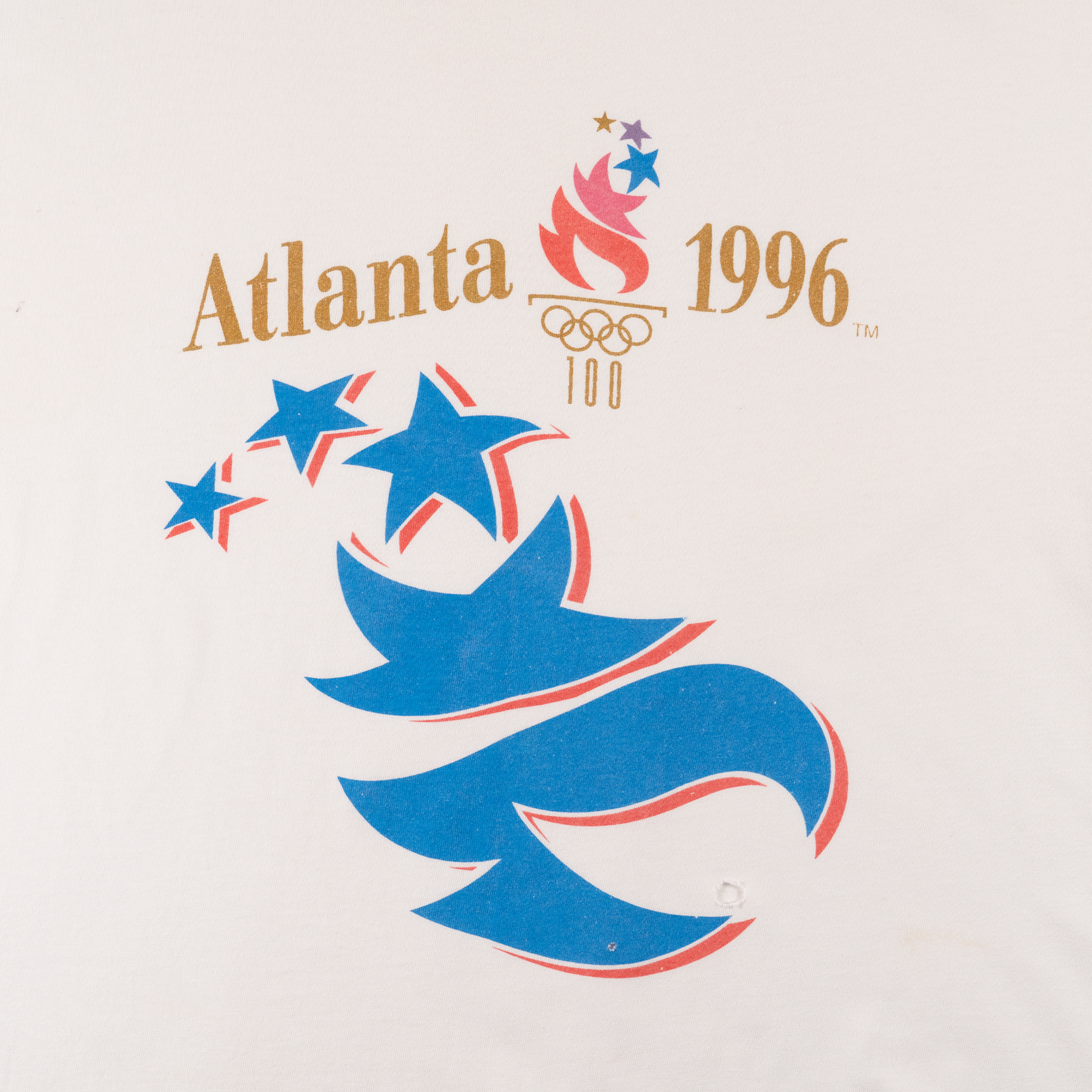 Atlanta Olympics 1996 Blue & Red Torch Tee White-PLUS