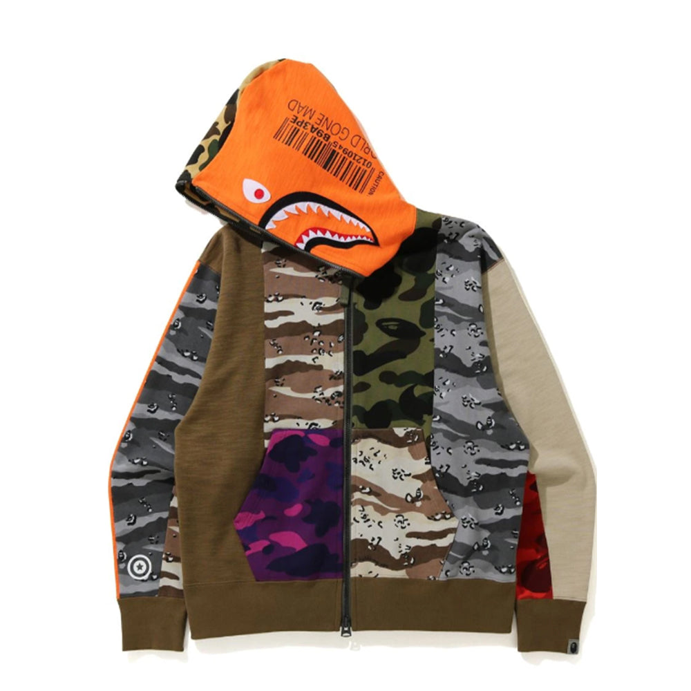 BAPE Crazy Camo Mad Shark Relaxed Full Zip Hoodie Multi-PLUS