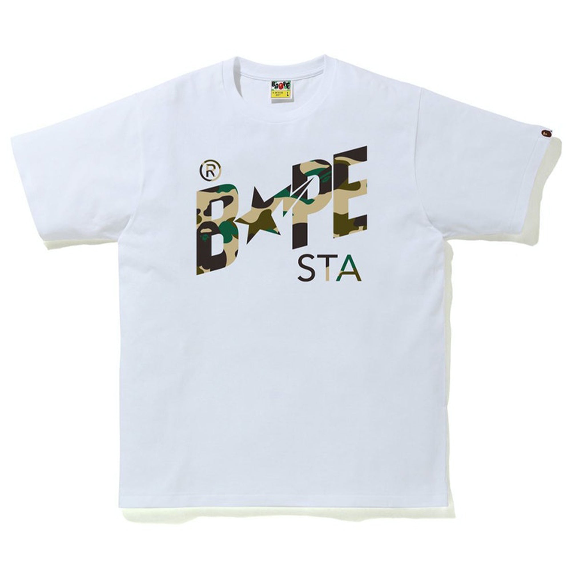 BAPE 1st Camo Bapesta Logo Tee White/Yellow-PLUS