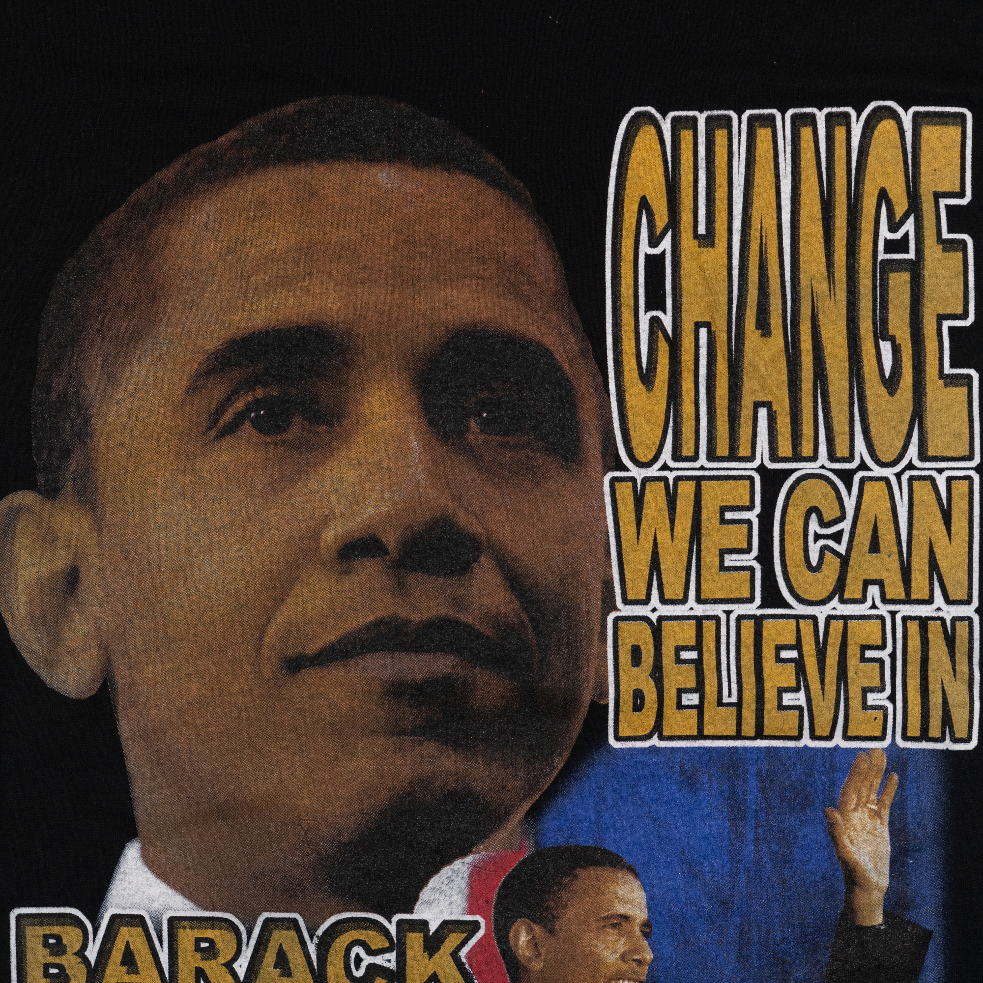 Barack Obama "Change We Can Believe In" 2008 Tee Black-PLUS