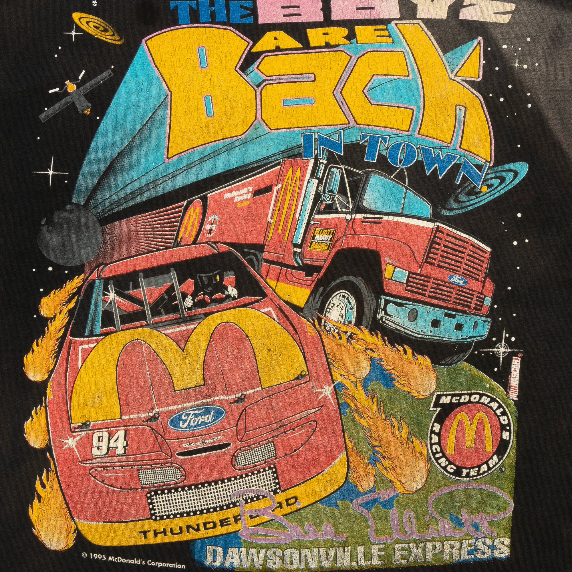 The Boyz Are Back Bill Elliot McDonalds Racing Team 1995 Tee Black-PLUS