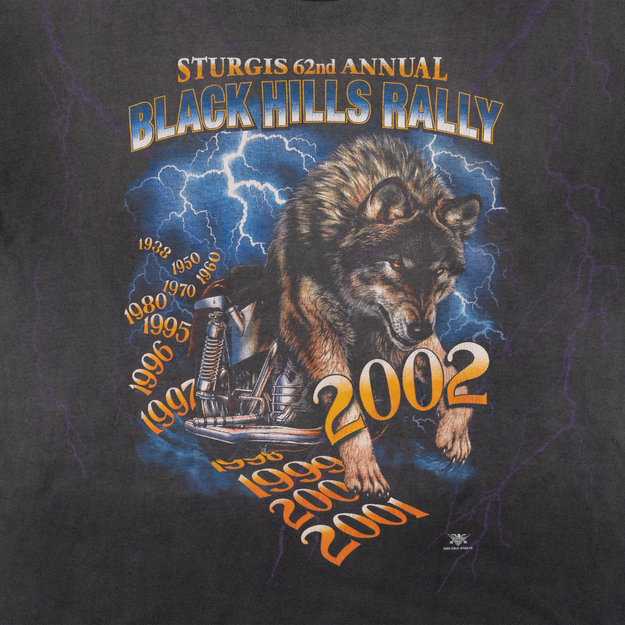 Sturgis 62nd Annual Black Hills Rally 2002 Tee Black-PLUS