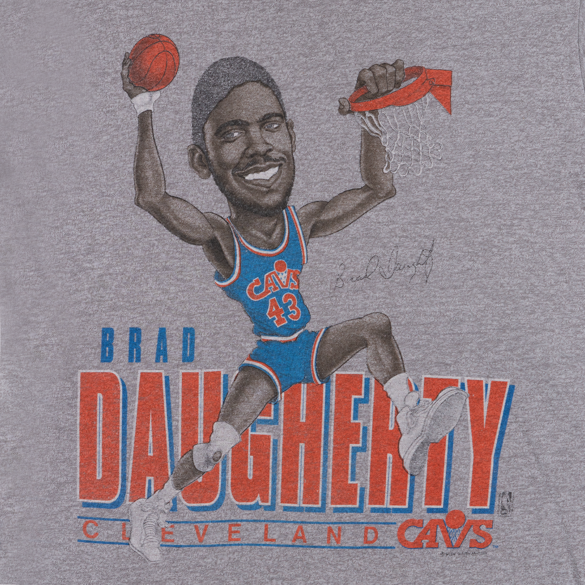 80's Brad Daugherty Cleveland Cavaliers Tee Grey-PLUS