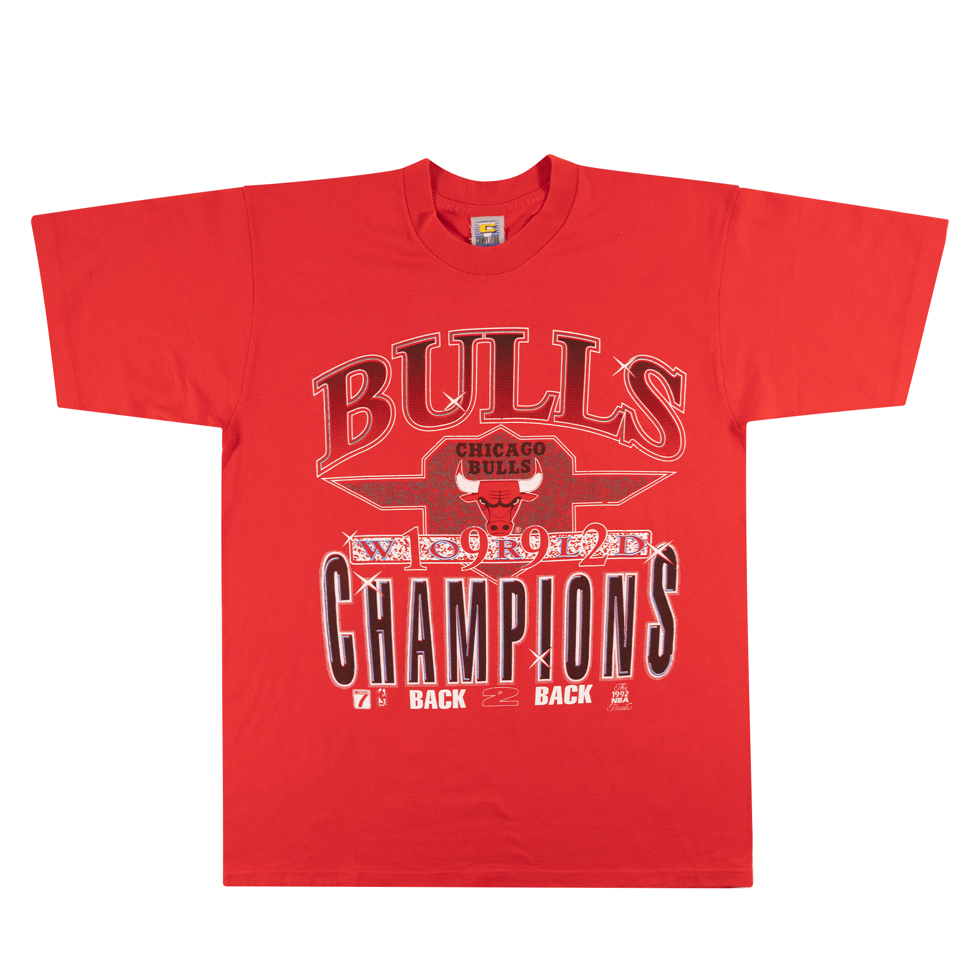 Chicago Bulls 1992 Back2Back World Champs NBA Tee Red-PLUS