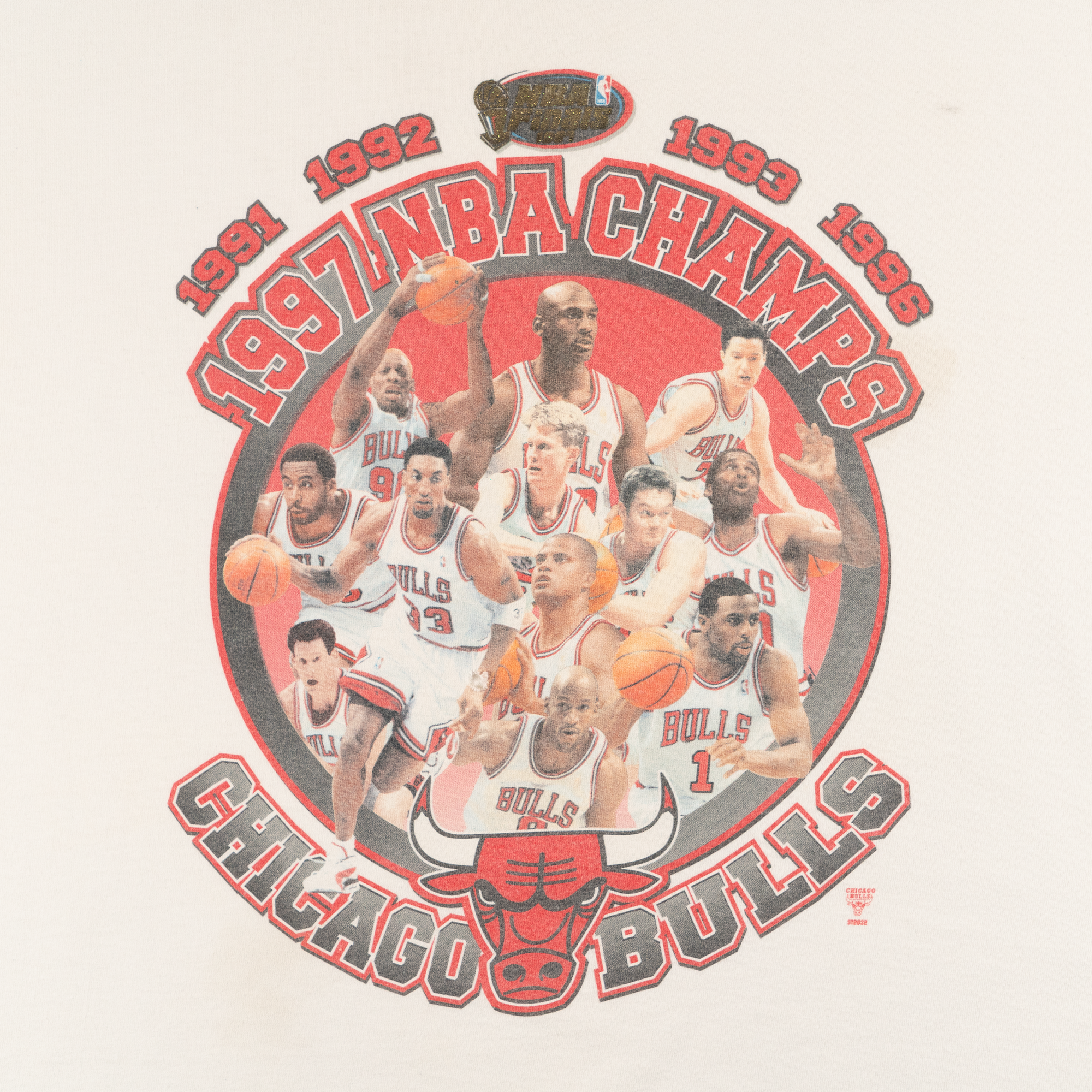 Chicago Bulls 1997 Starter NBA Finals Champs Tee White-PLUS