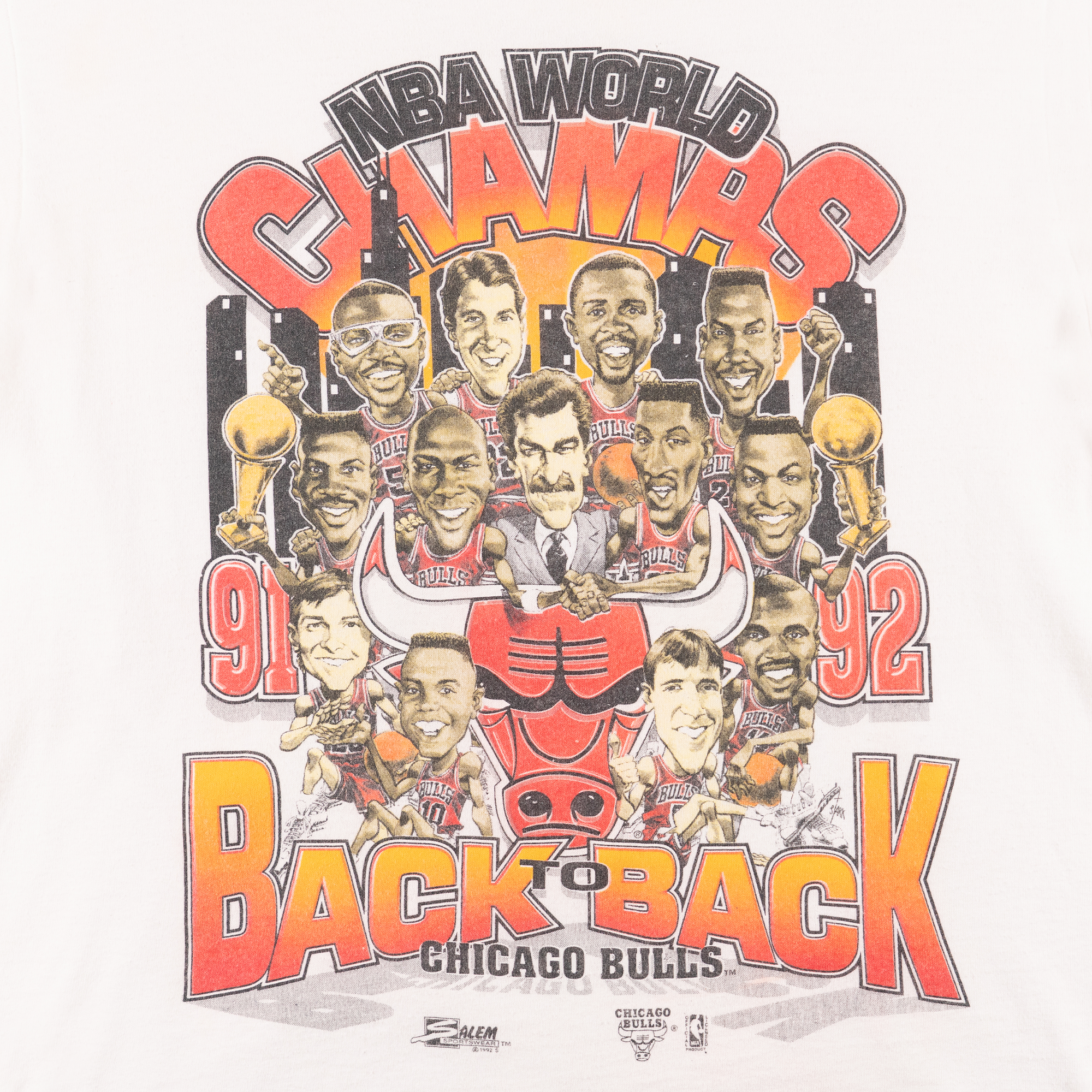 Back to Back Chicago Bulls Big Head Tee White-PLUS