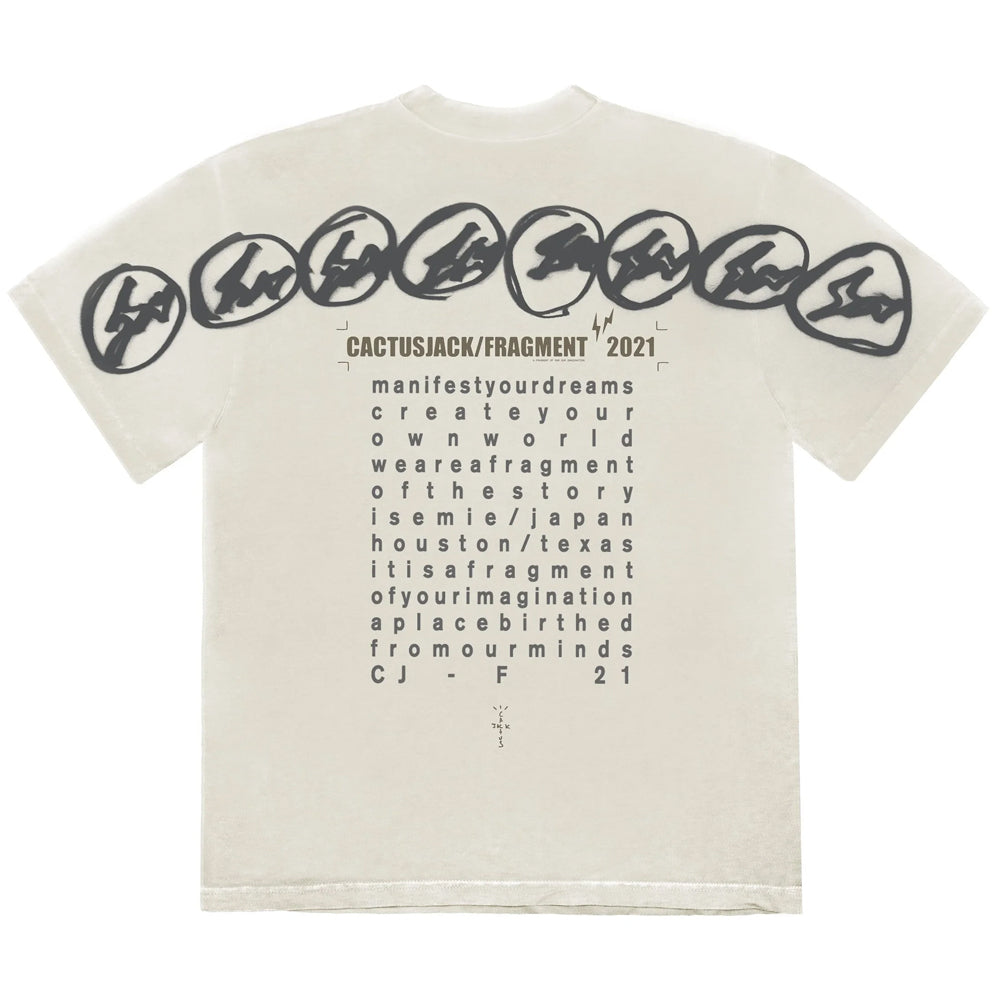Travis Scott Cactus Jack For Fragment Manifest T-Shirt White-PLUS