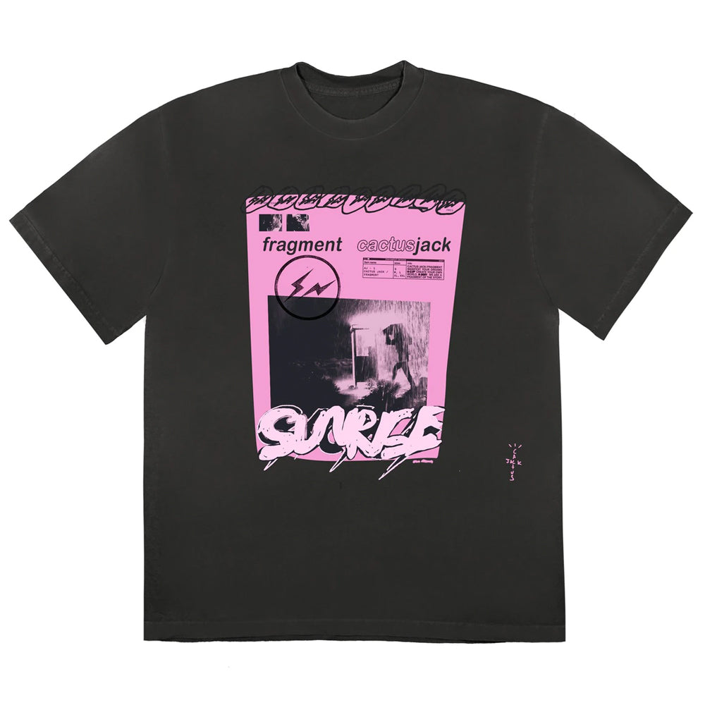 Travis Scott Cactus Jack For Fragment Pink Sunrise T-Shirt Washed Black-PLUS