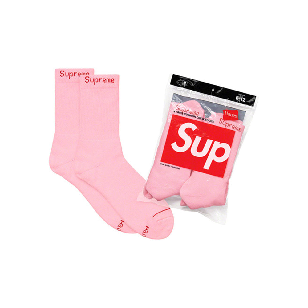 Supreme Hanes Crew Socks (4 Pack) Pink-PLUS