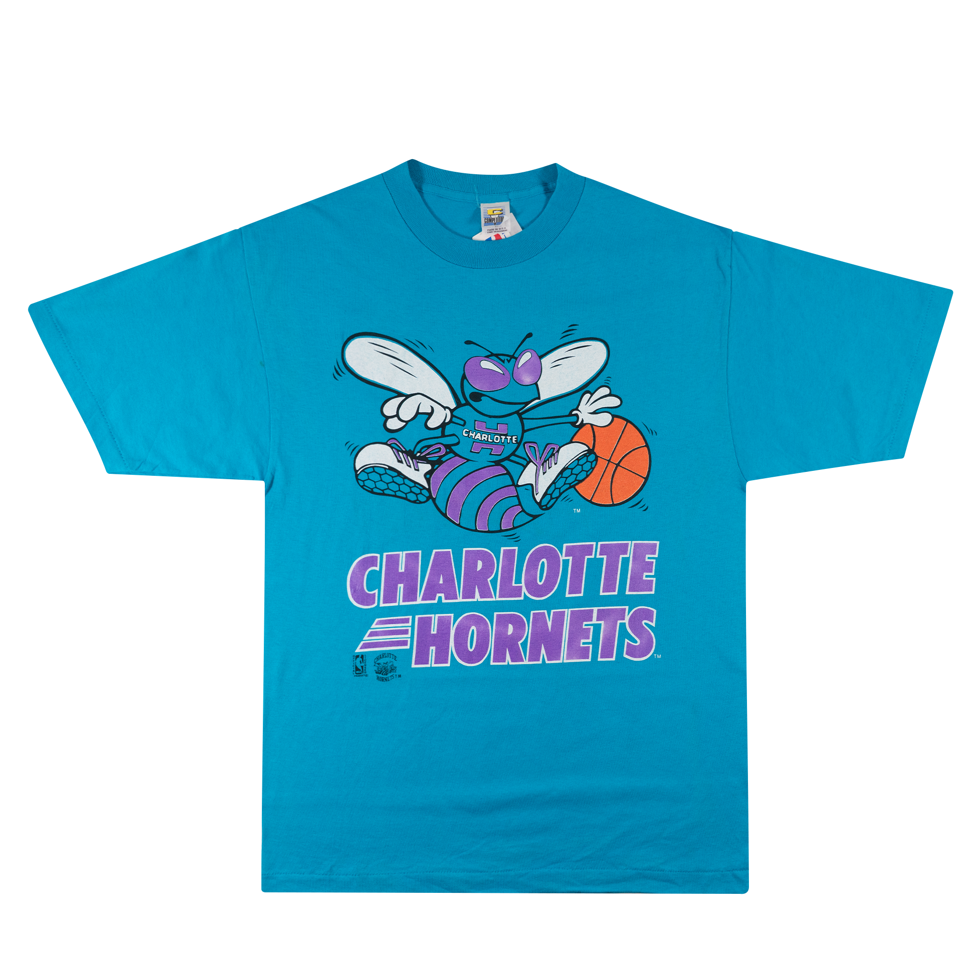 Charlotte Hornets Official Team Merchandise 90's NBA Tee Blue-PLUS