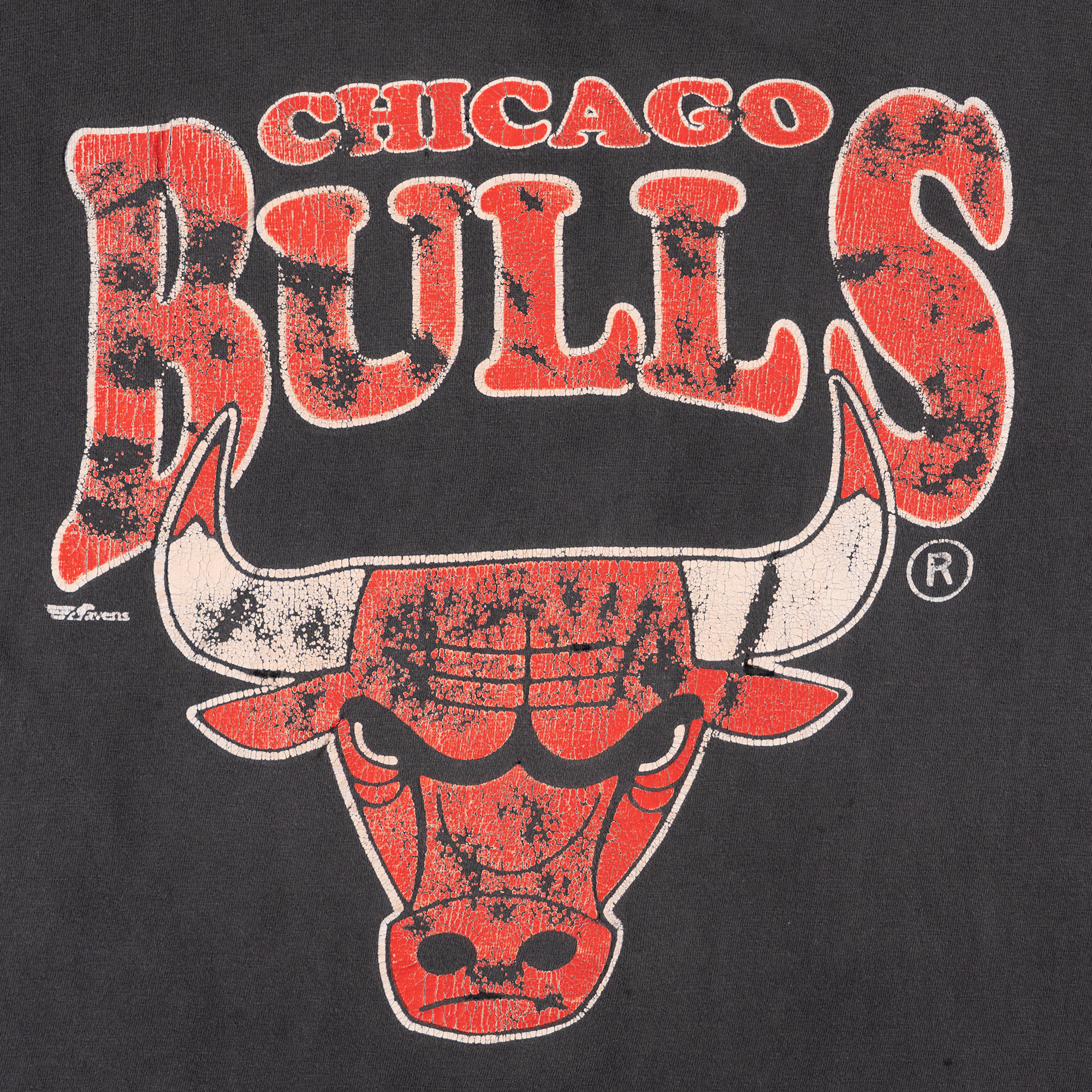 Chicago Bulls 90's Logo NBA Faded Tee Black-PLUS