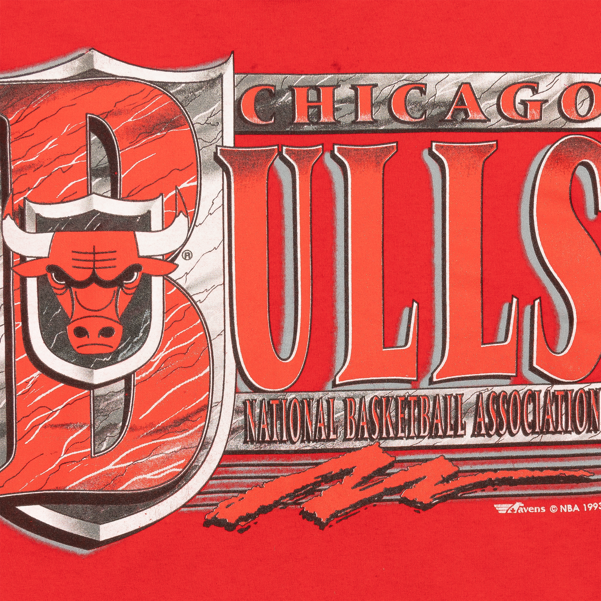 Chicago Bulls B Shield Ravens Athletic 1993 NBA Tee Red-PLUS