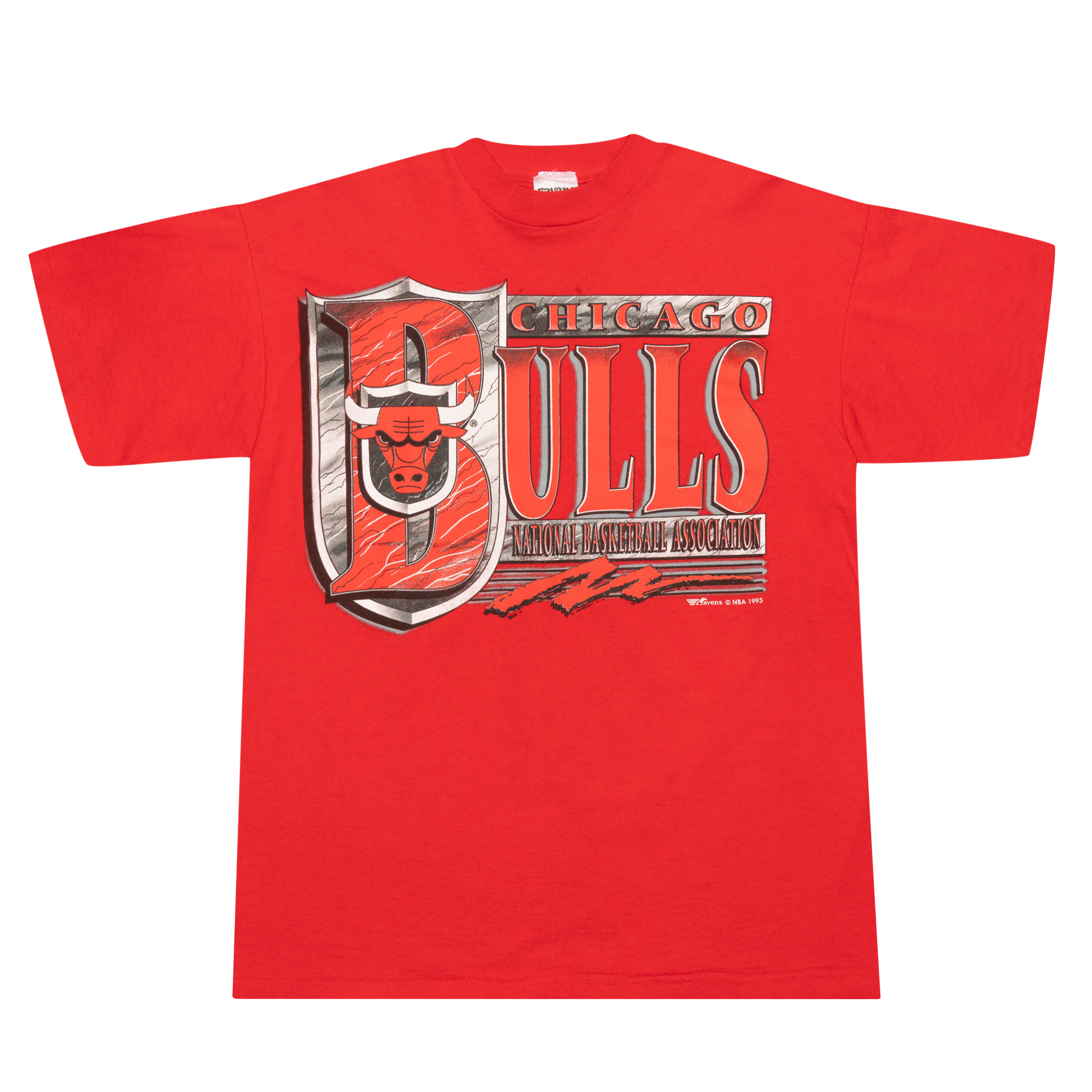 Chicago Bulls B Shield Ravens Athletic 1993 NBA Tee Red-PLUS
