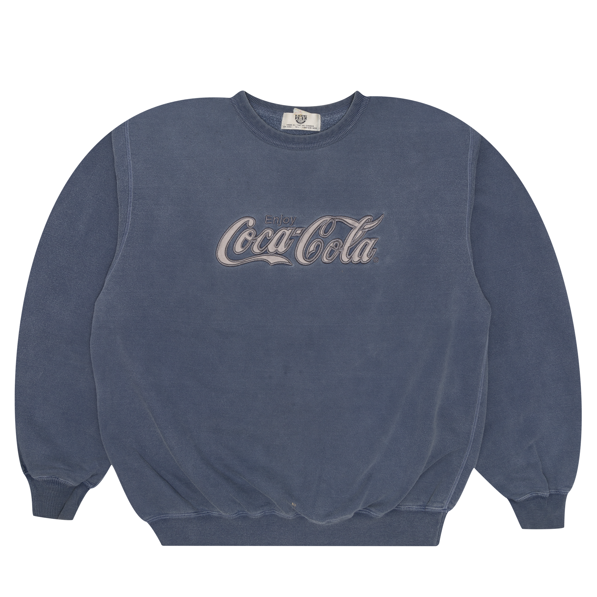 Enjoy Coca Cola Raging Rier 90s Crewneck Blue-PLUS