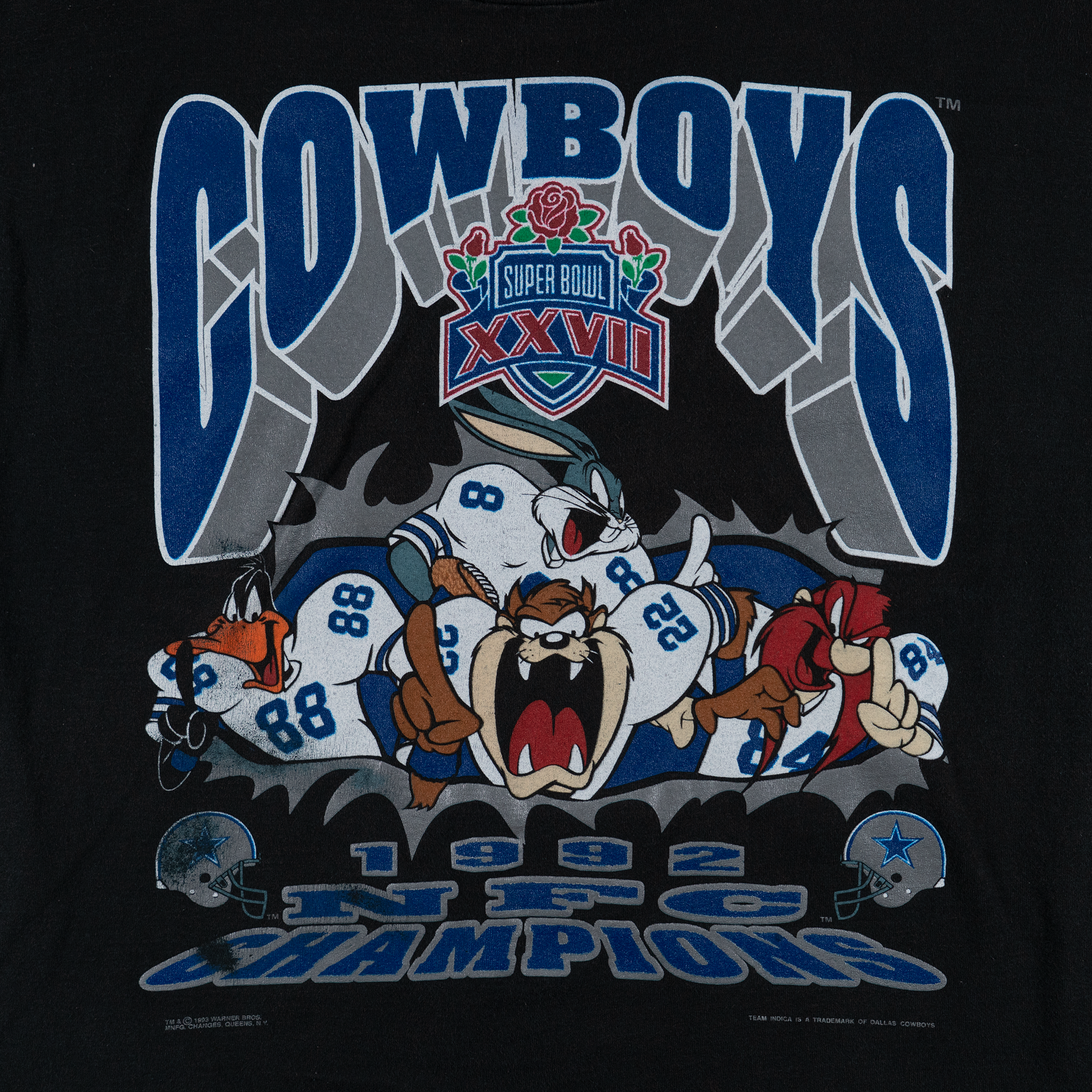 Cowboys Looney Tunes 1992 NFC Champions Tee Black-PLUS