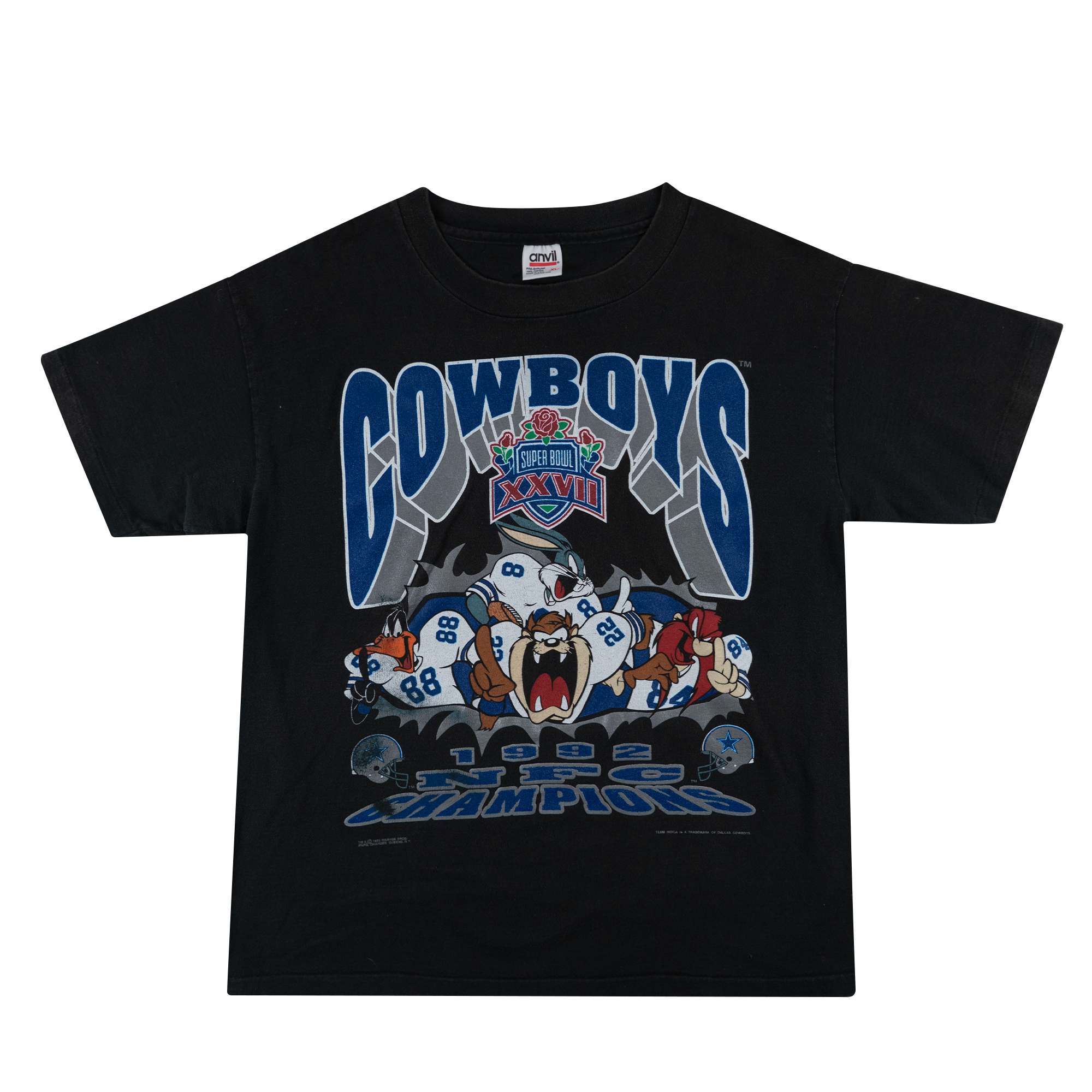 Cowboys Looney Tunes 1992 NFC Champions Tee Black-PLUS