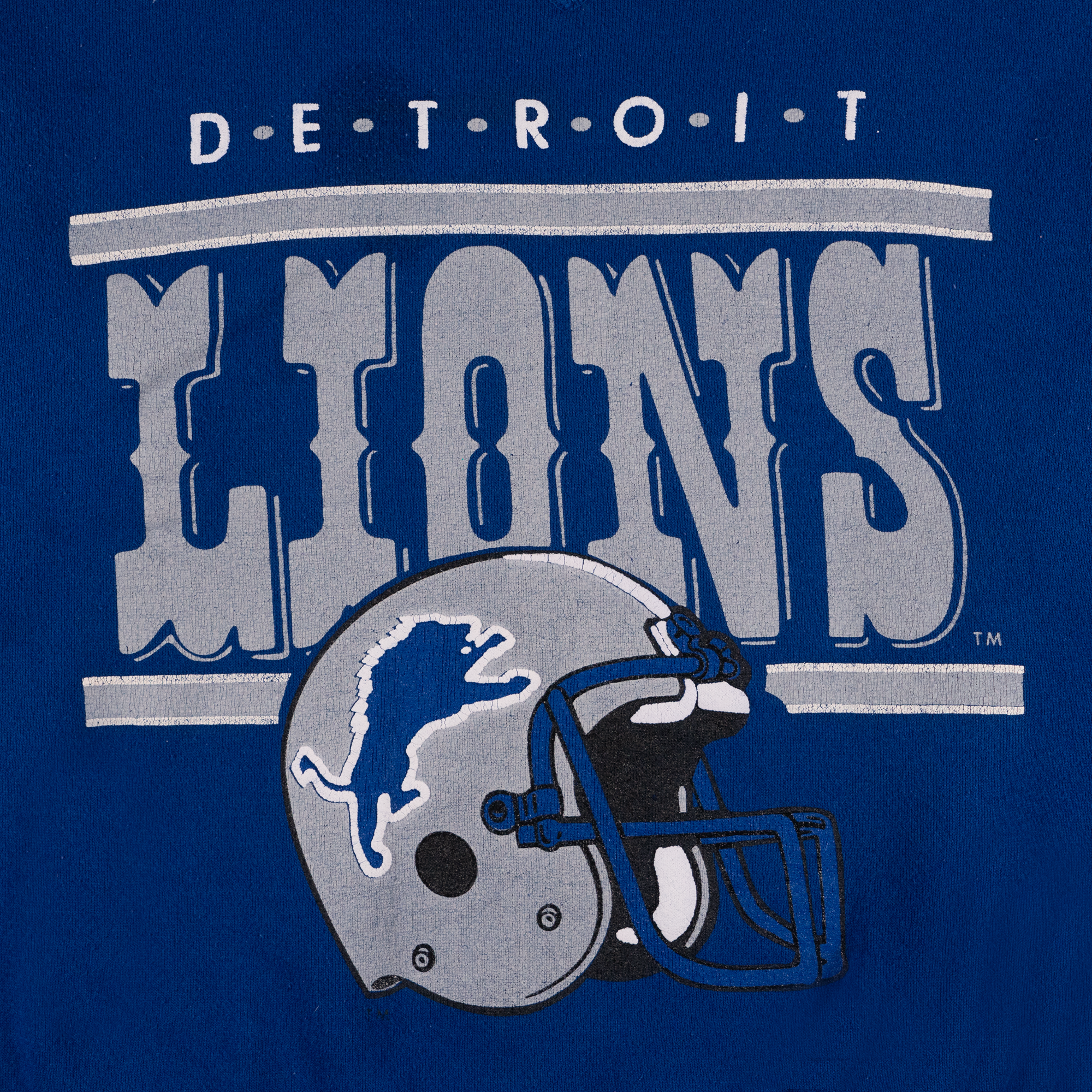 Detroit Lions Spellout Helmet Graphic NFL Crewneck Blue-PLUS
