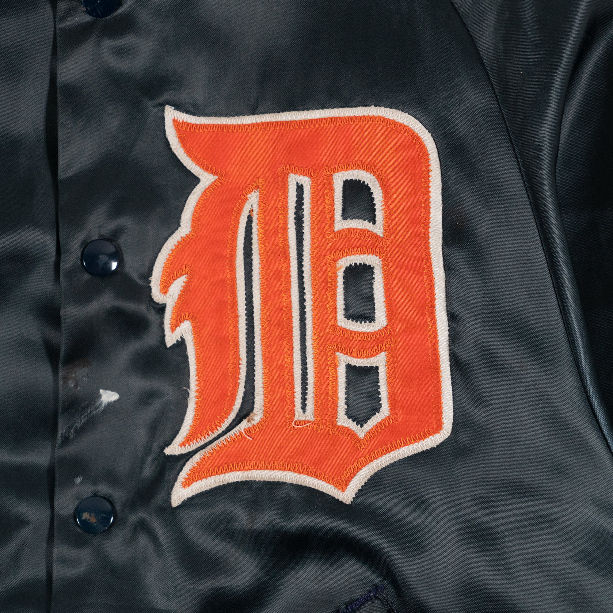 Detroit Tigers Collared Satin Varsity Jacket Navy-PLUS