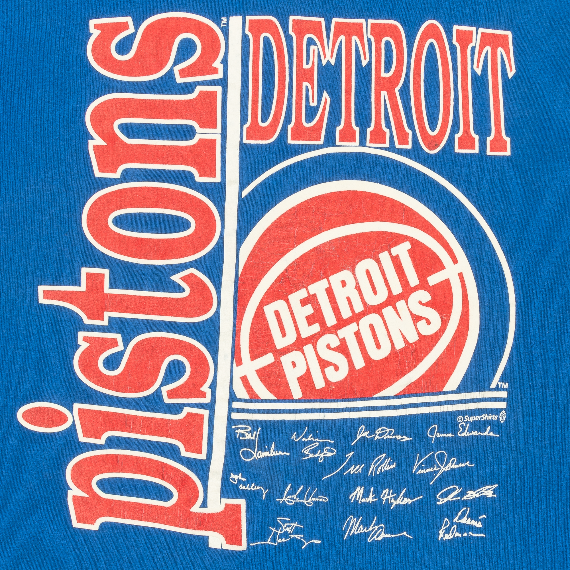 Detroit Pistons SuperShirts Player Autographs 90s NBA Tee Blue-PLUS