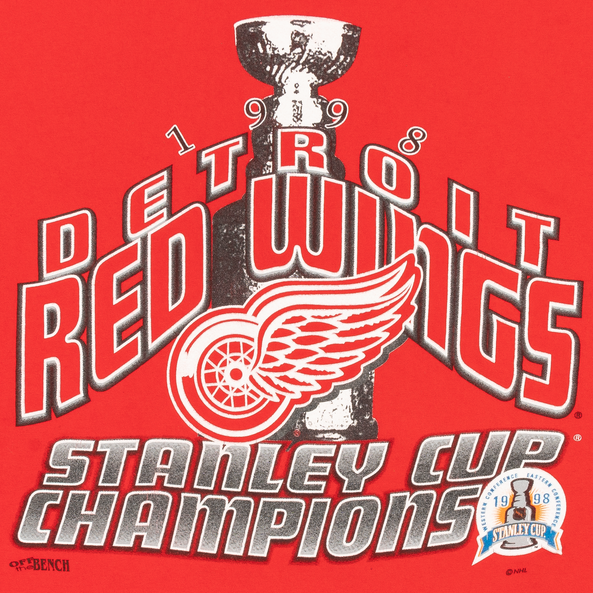 Detroit Red Wings Stanley Cup Champions Off The Bench 1998 NHL Tee Red-PLUS