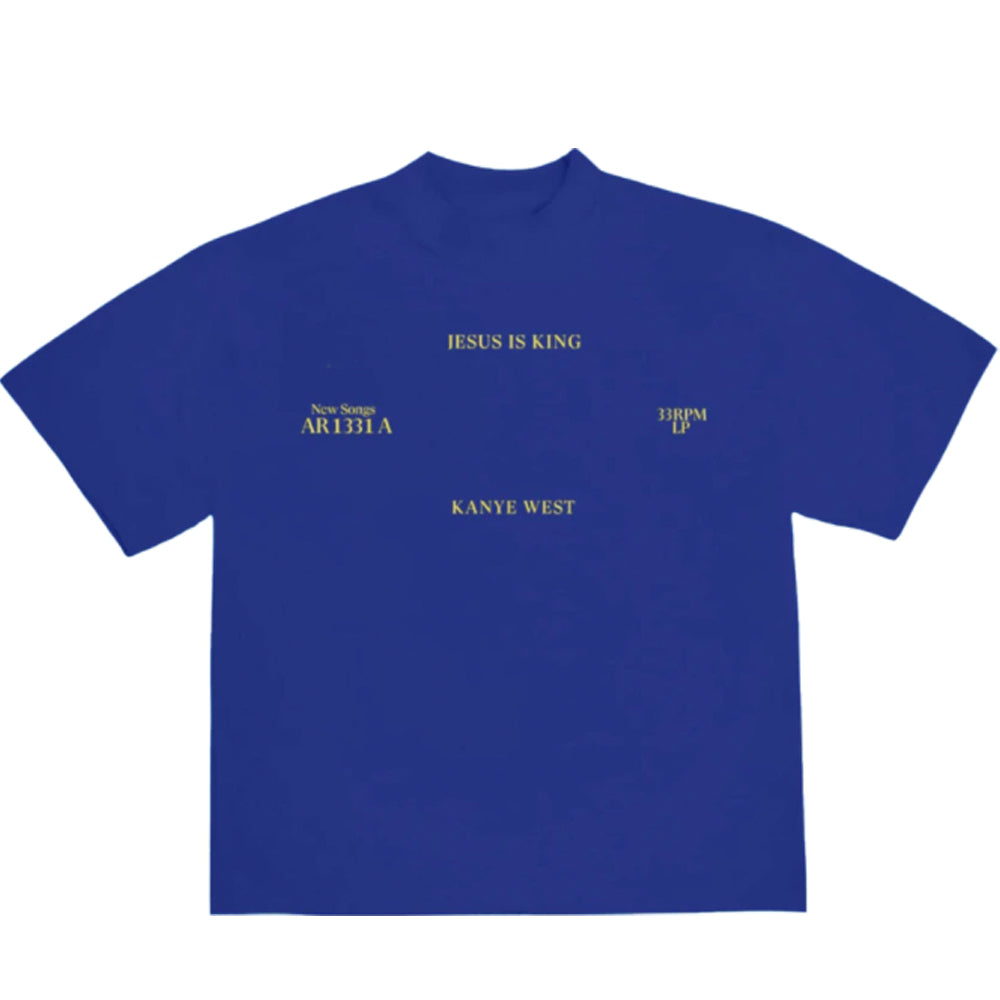 Kanye West Jesus Is King Vinyl I T-shirt Blue-PLUS
