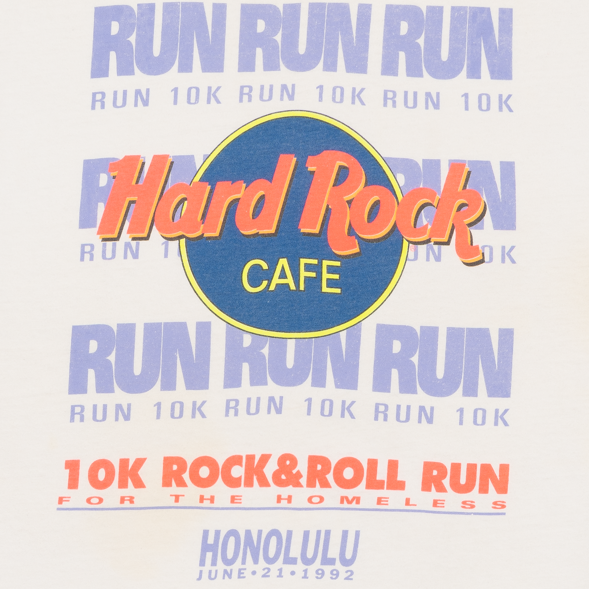 Hard Rock Cafe Run Honolulu 1992 Tee White-PLUS