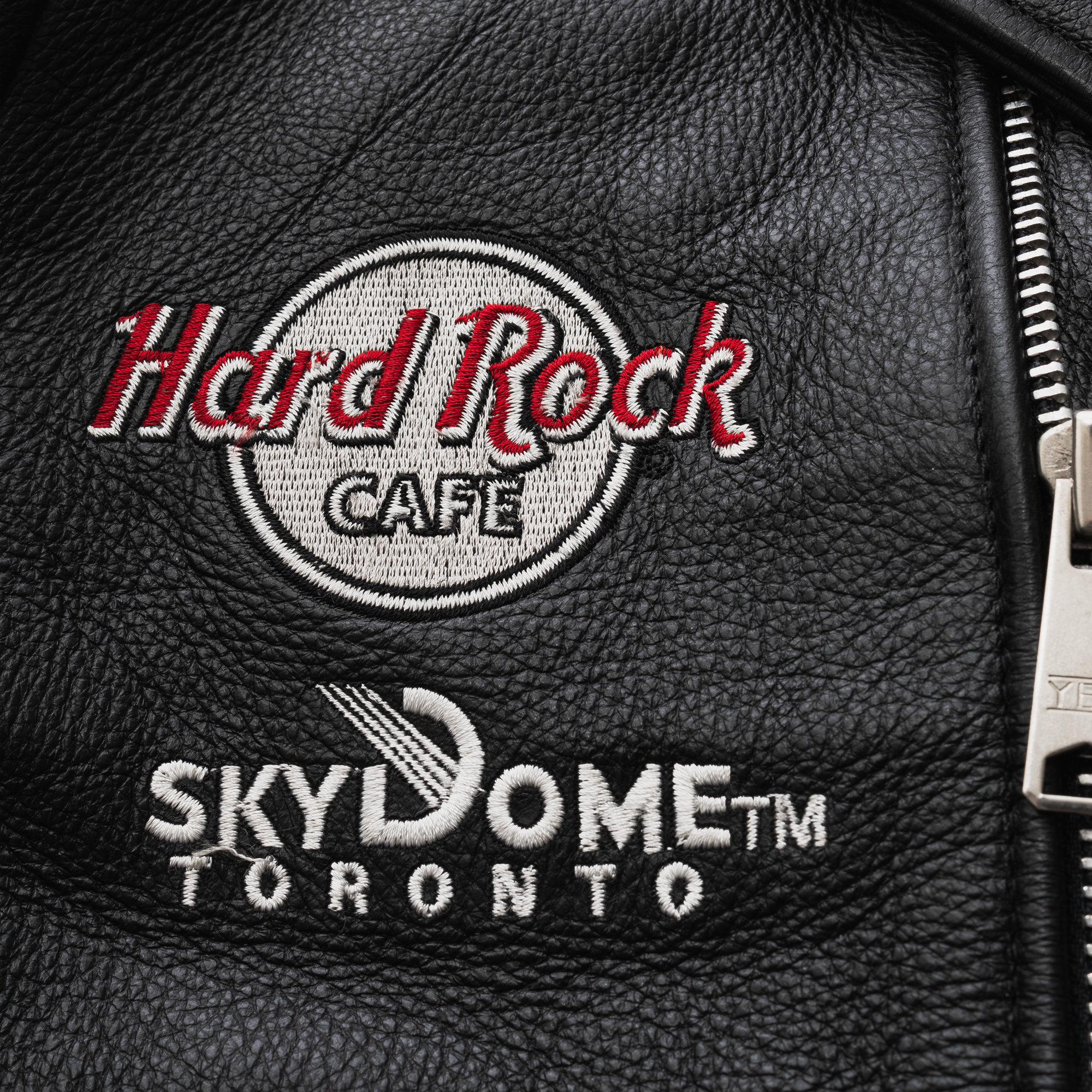 Hard Rock Cafe Skydome Toronto Biker Souvenir Leather Jacket Black-PLUS
