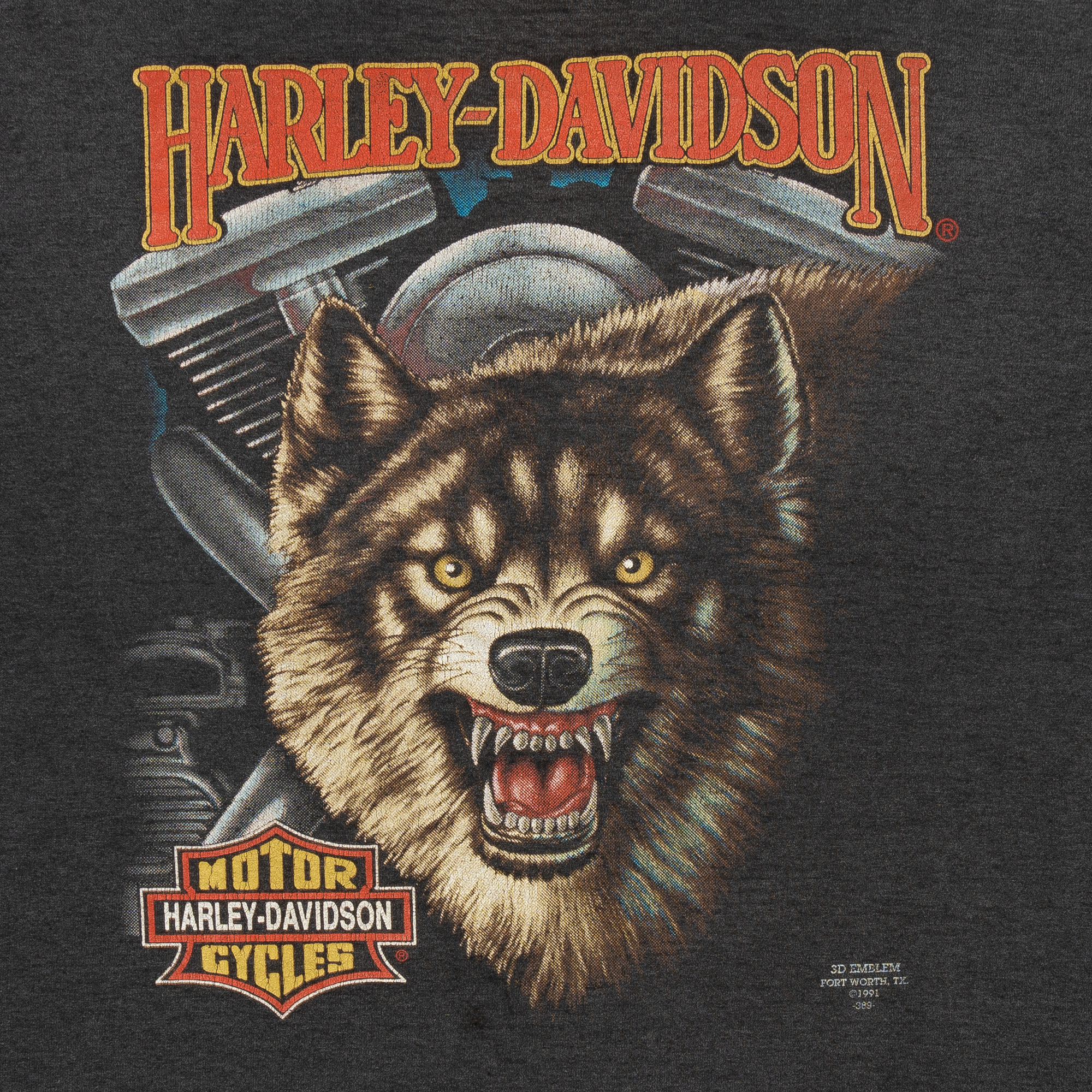 Harley Davidson Black Hills Rally 3D Emblem 1992 Faded Tee Black-PLUS