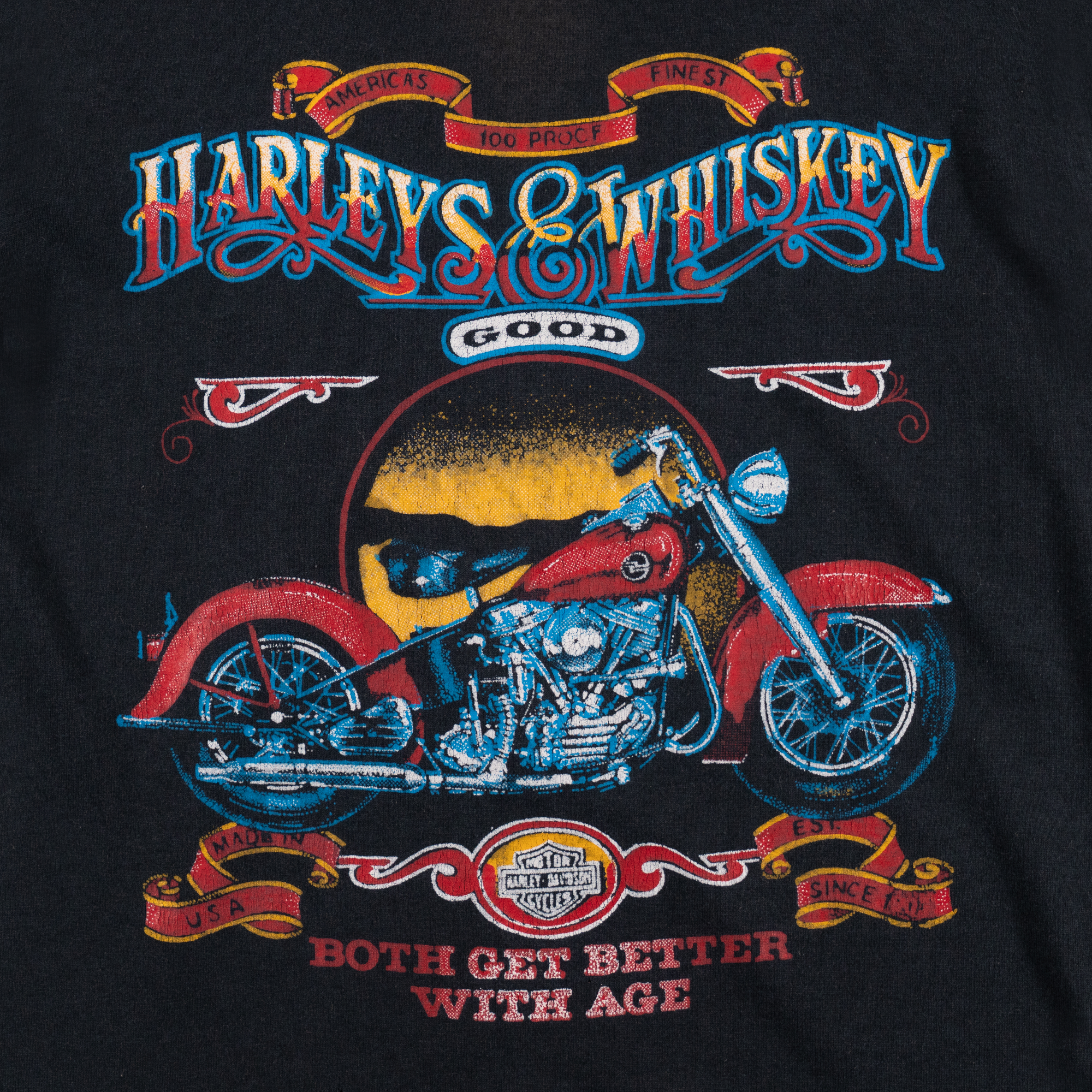 Harleys and Whiskey Tee Black-PLUS