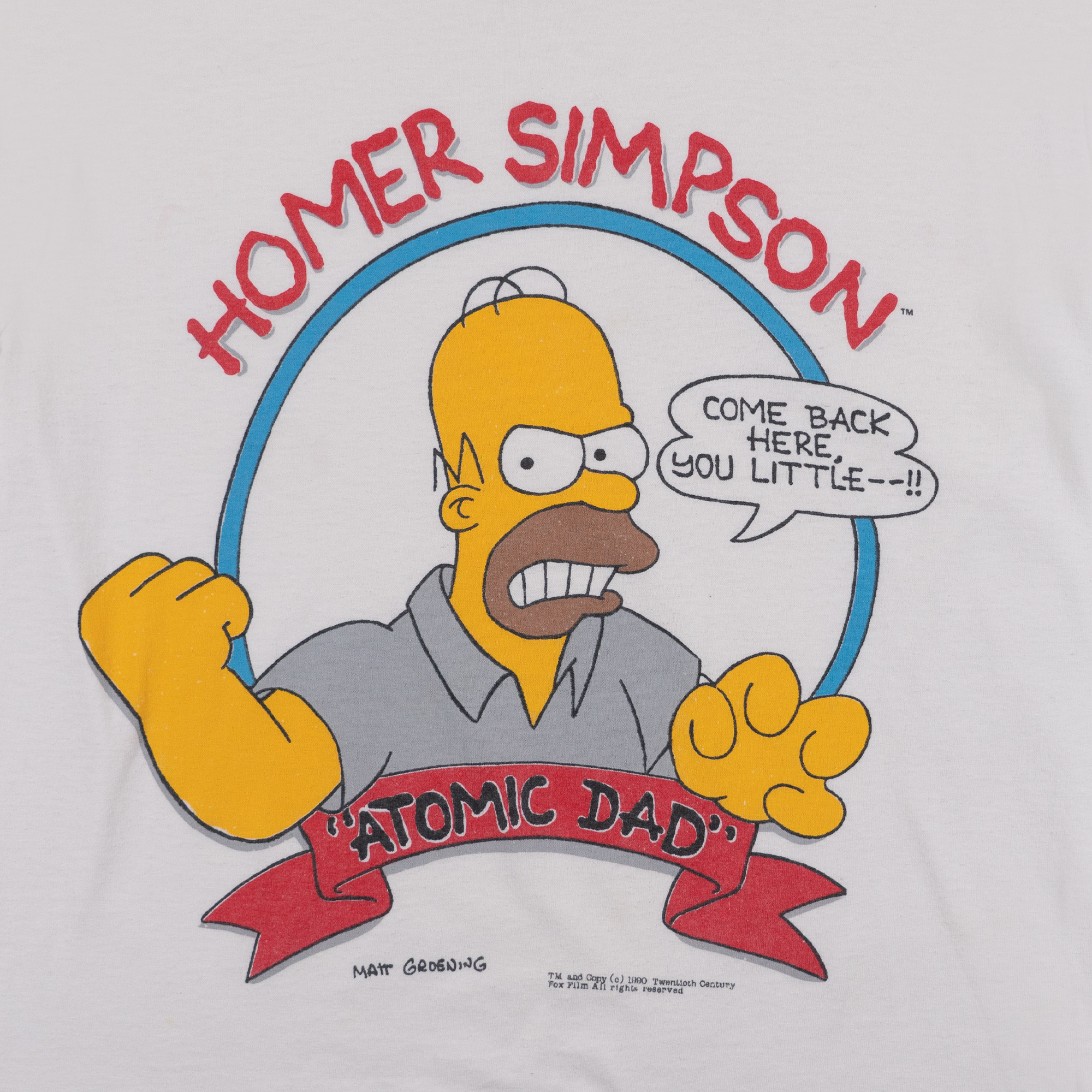 Homer Simpson 1990 Atomic Dad Tee White-PLUS